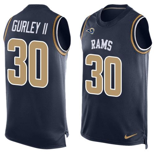 Nike Rams #30 Todd Gurley II Navy Blue Team Color Men's Stitched NFL Limited Tank Top Jersey - Click Image to Close
